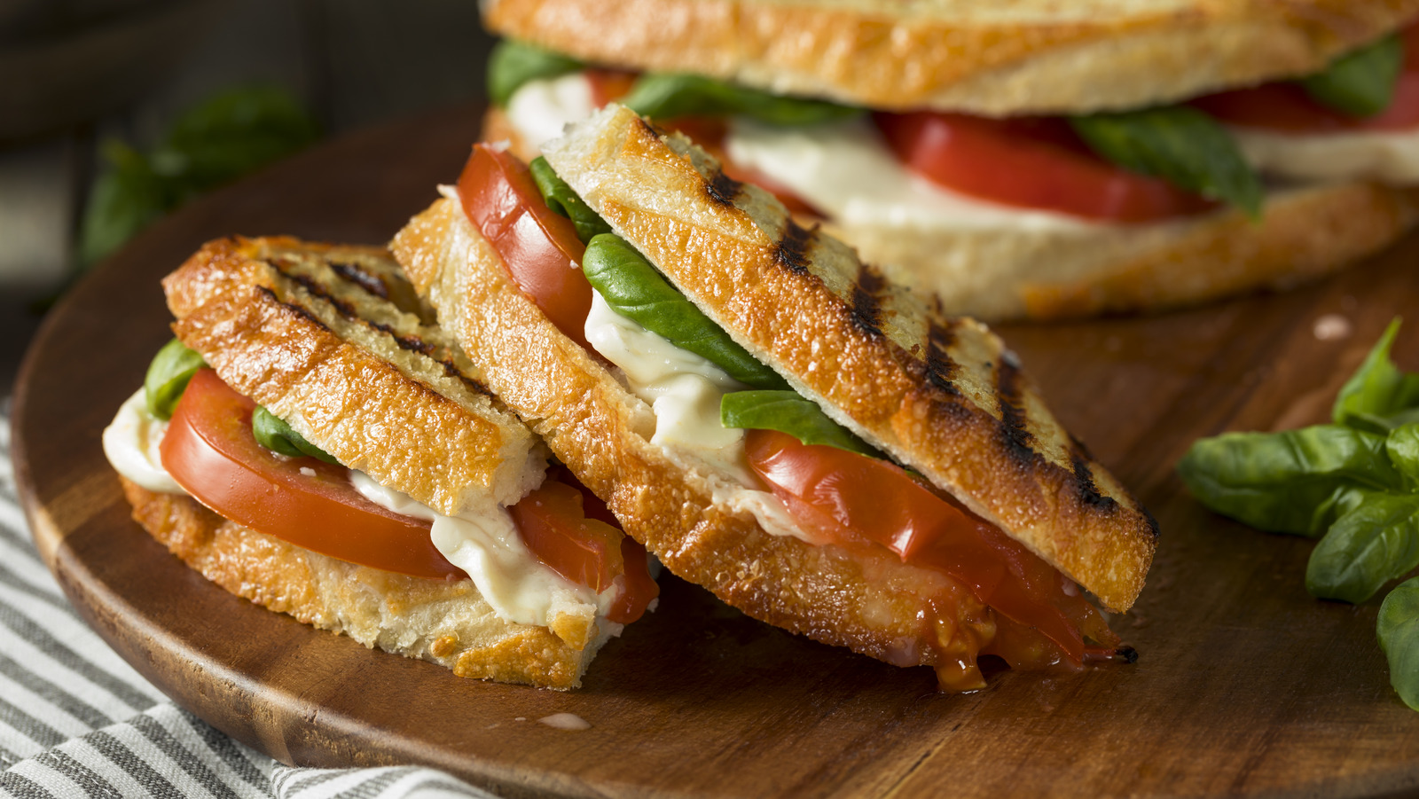 Healthy Grilled Basil Mozzarella Caprese Panini Sandwich